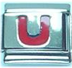 Red letter - U - 9mm Italian charm - Click Image to Close